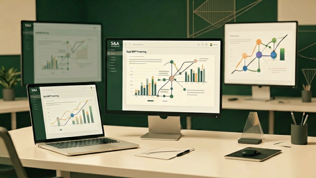 Abstrakte Planung eines SaaS MVP mit Produktstrategie und Softwarearchitektur